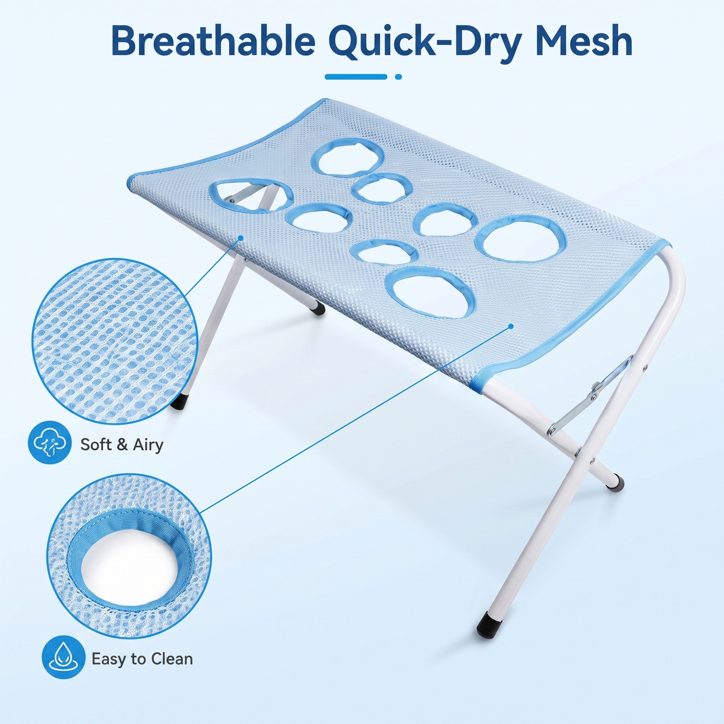 Close-up of PupWash breathable mesh and paw holes