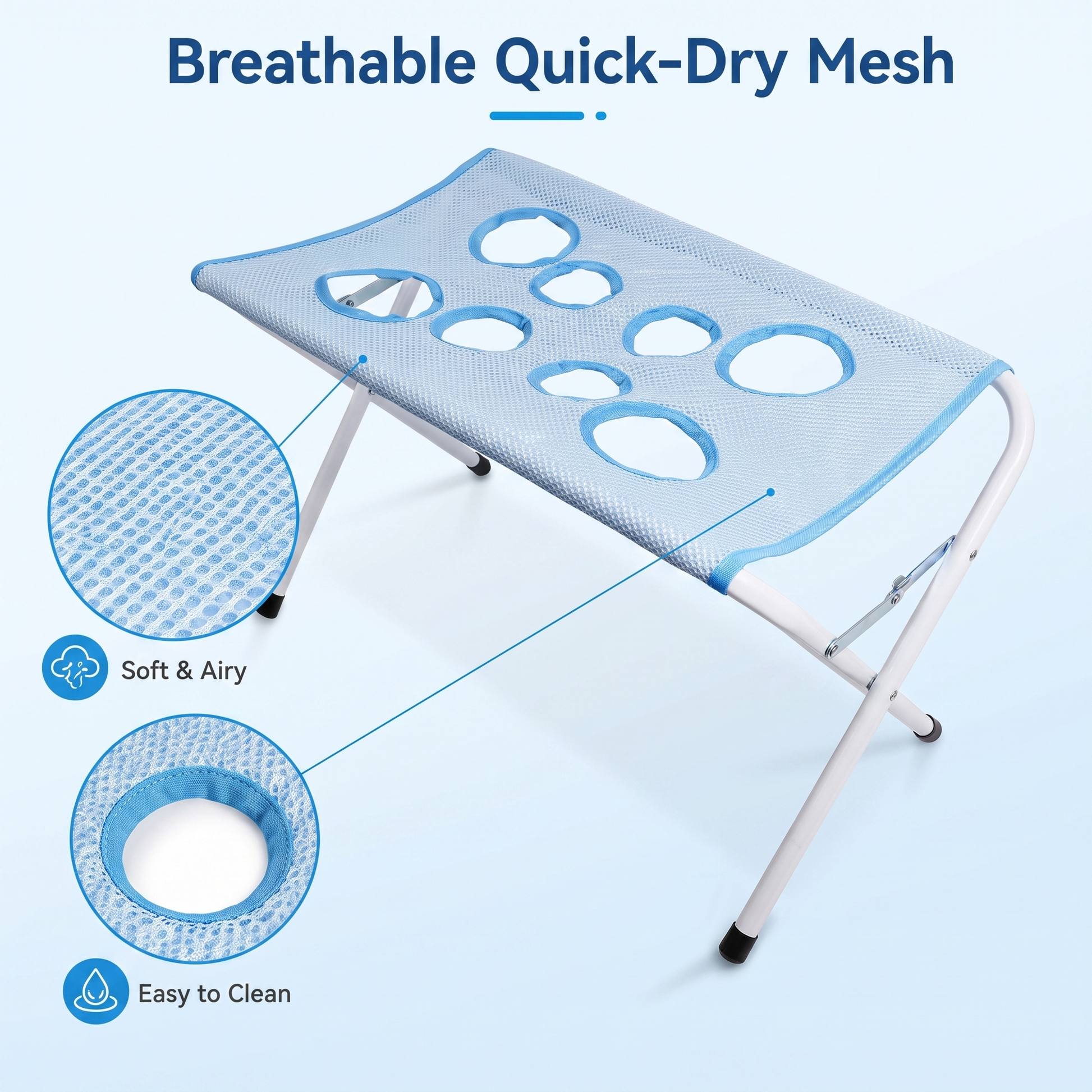 Close-up of PupWash breathable mesh and paw holes